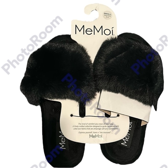 MeMoi Black Fuzzy Faux Fur Slippers - Picture 3 of 6